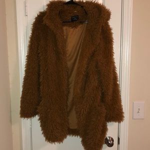 Love Tree Fuzzy Furry Hooded Teddy Coat